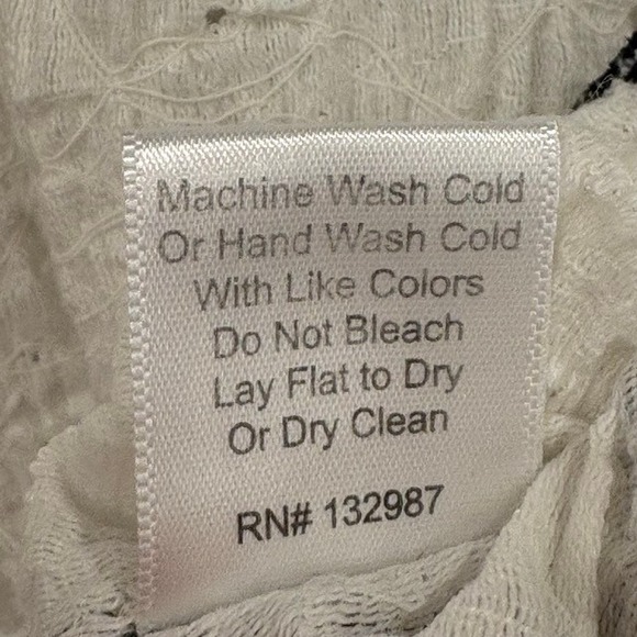 Noblu Textured Knit Oversized Tunic Top Cream Black Trim Long Sleeve Womens XS - Picture 7 of 8